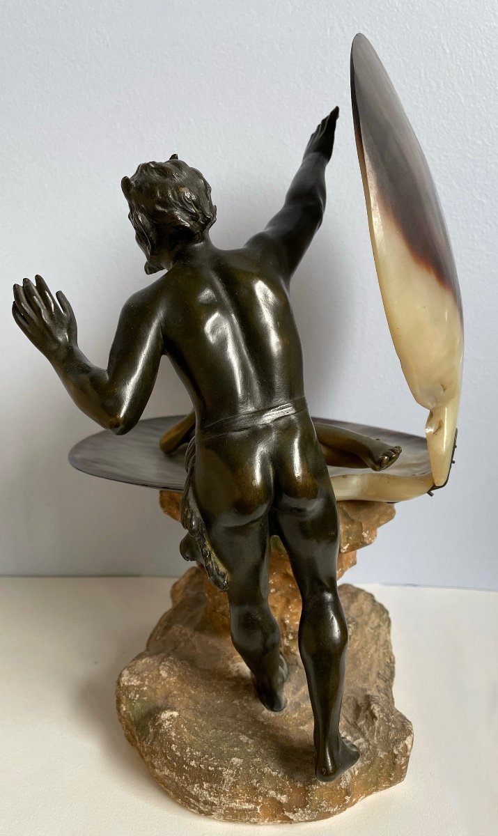 Naiad And Satyr, Bronze Sculpture-photo-2