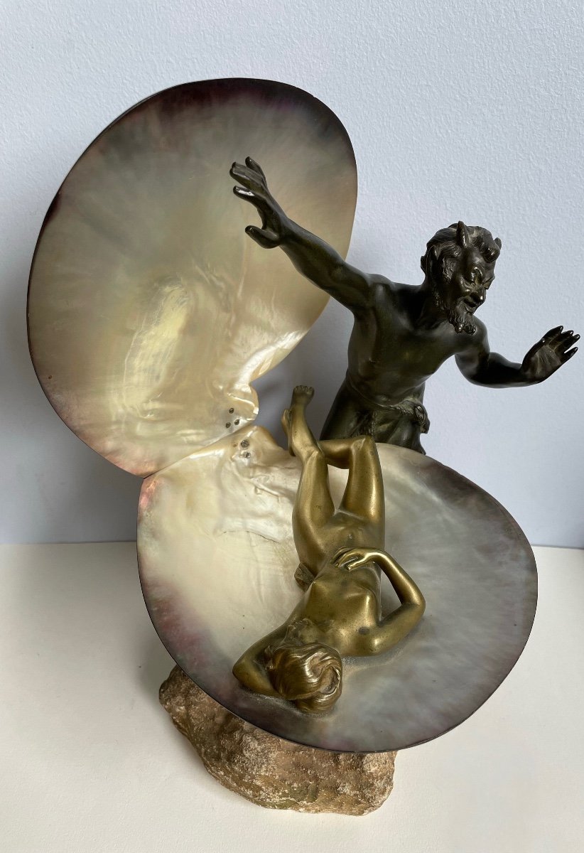 Naiad And Satyr, Bronze Sculpture-photo-6