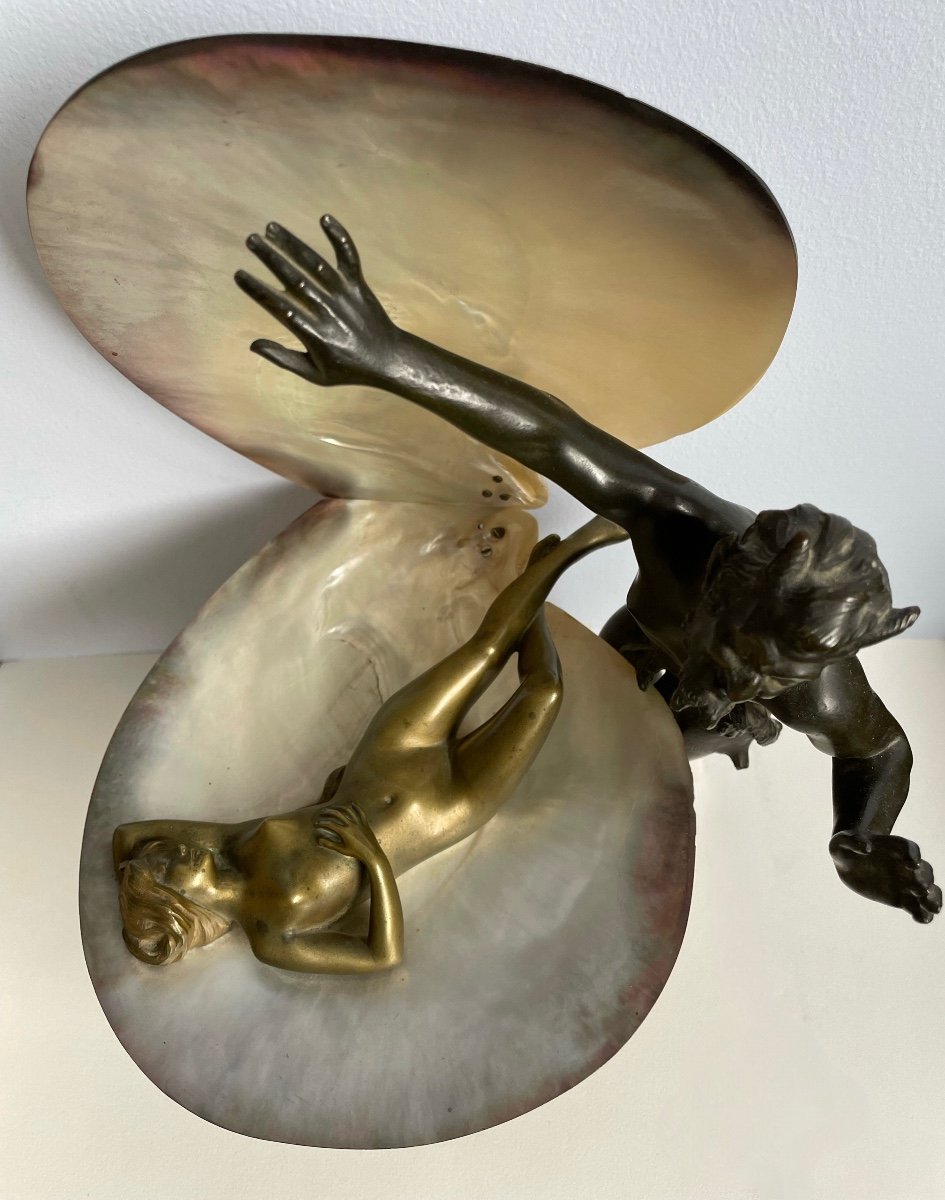 Naiad And Satyr, Bronze Sculpture-photo-7
