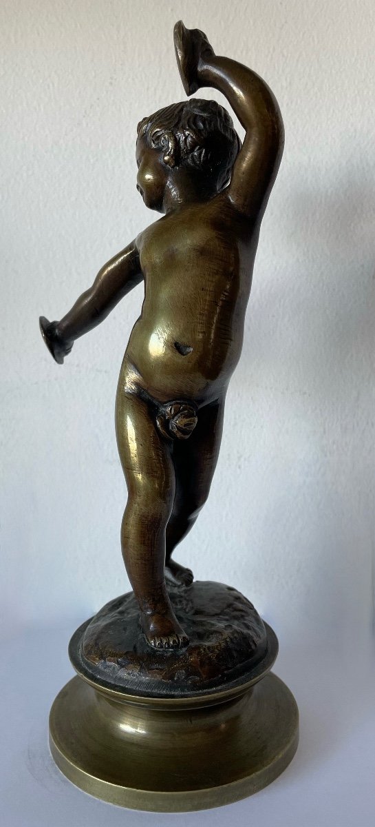 Chérubin Musicien , Sujet En Bronze -photo-2