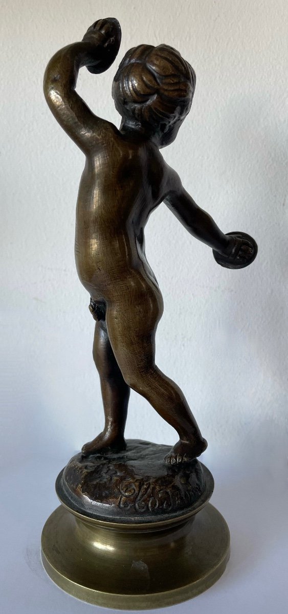 Chérubin Musicien , Sujet En Bronze -photo-3
