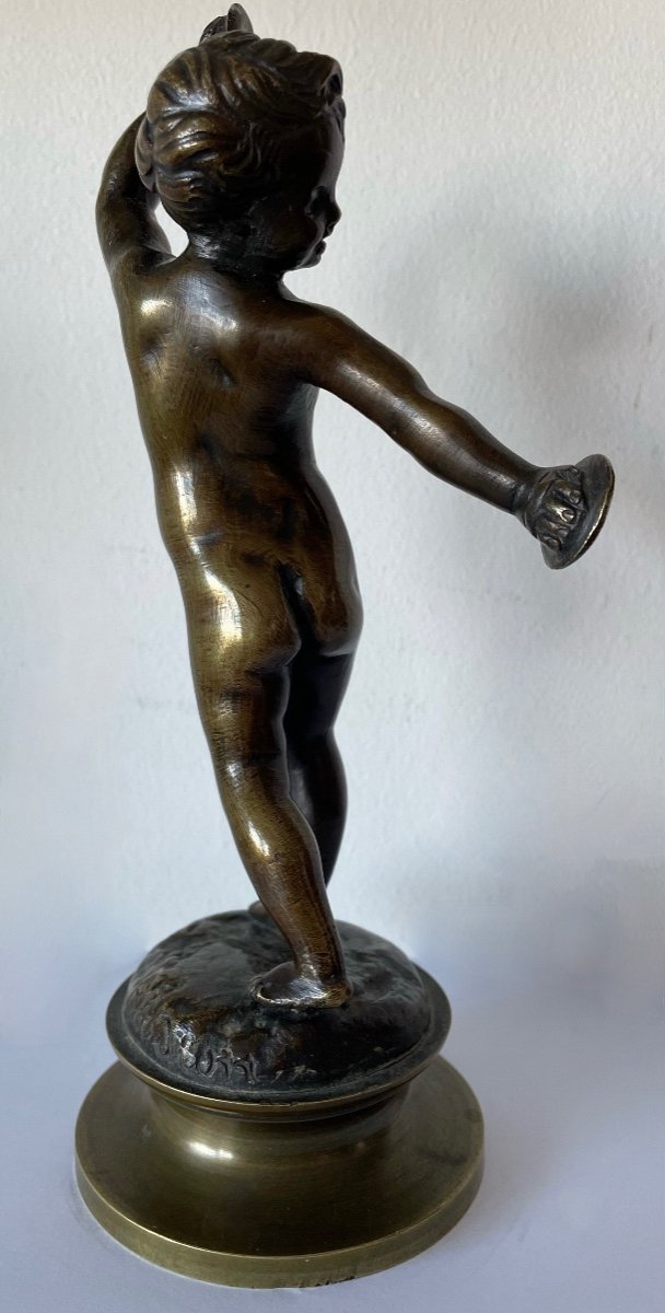 Chérubin Musicien , Sujet En Bronze -photo-4