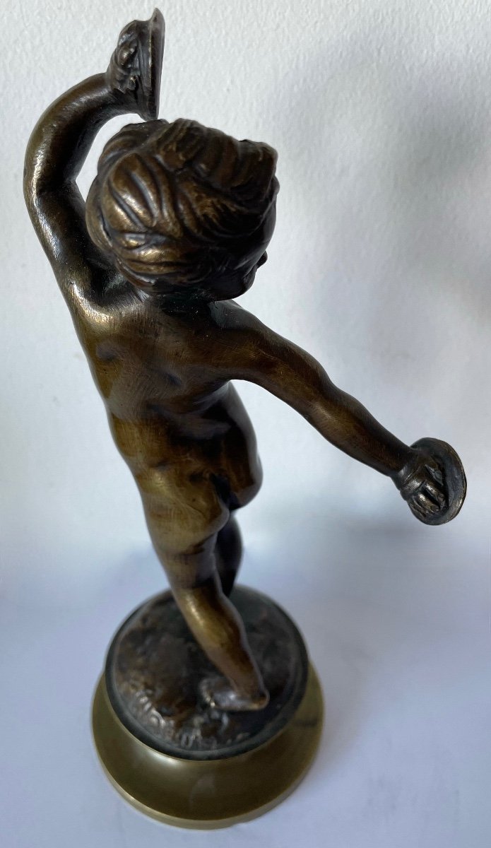 Chérubin Musicien , Sujet En Bronze -photo-7