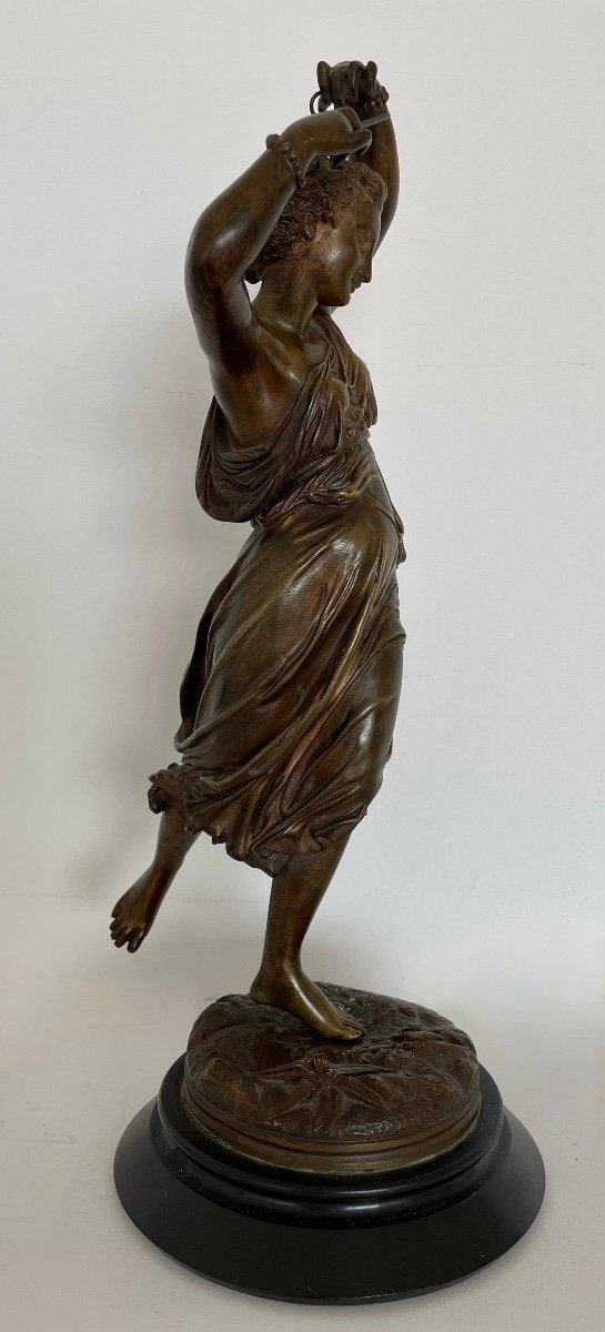 La Musicienne , Sculpture En Bronze Signée Machault-photo-2