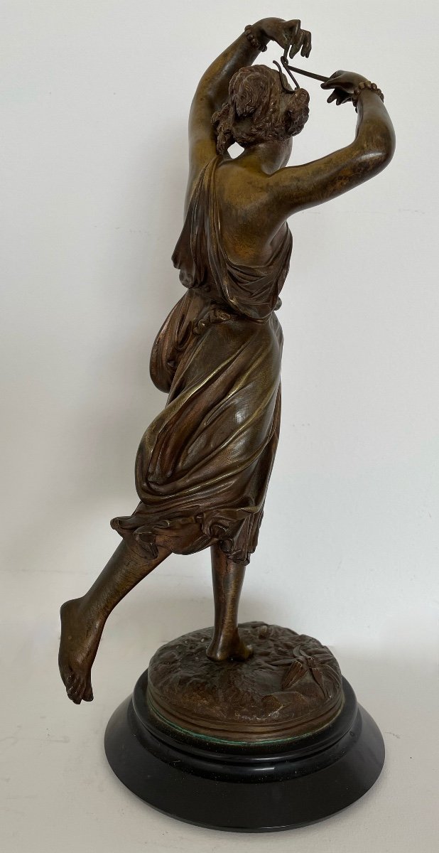 La Musicienne , Sculpture En Bronze Signée Machault-photo-3