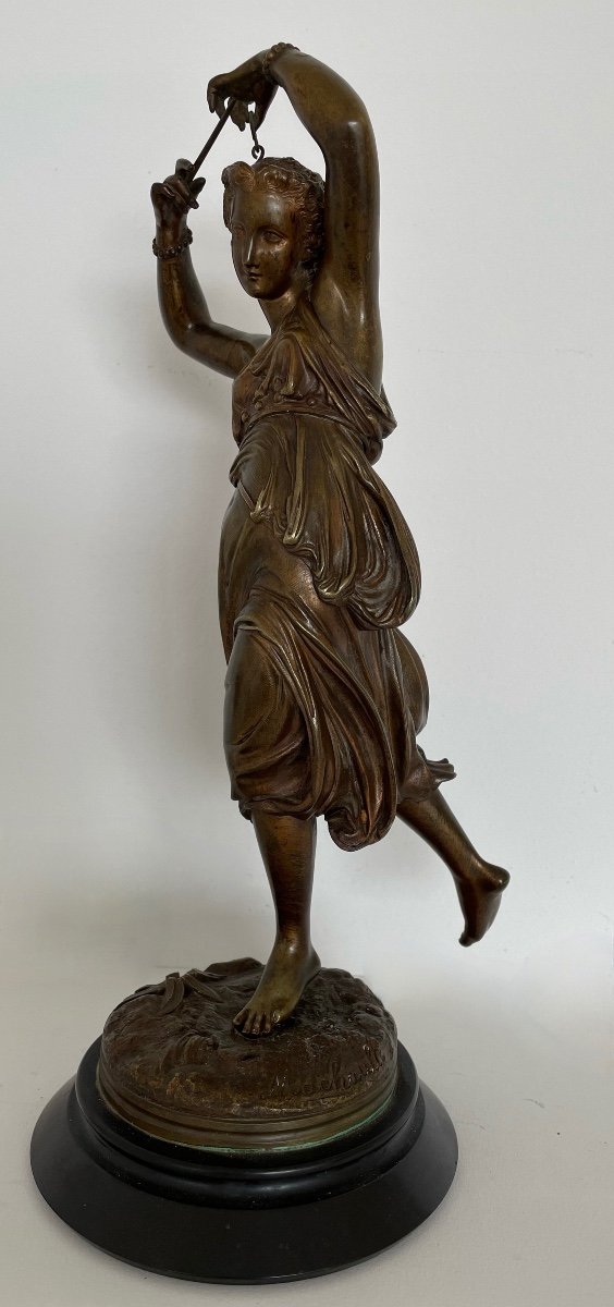 La Musicienne , Sculpture En Bronze Signée Machault-photo-3