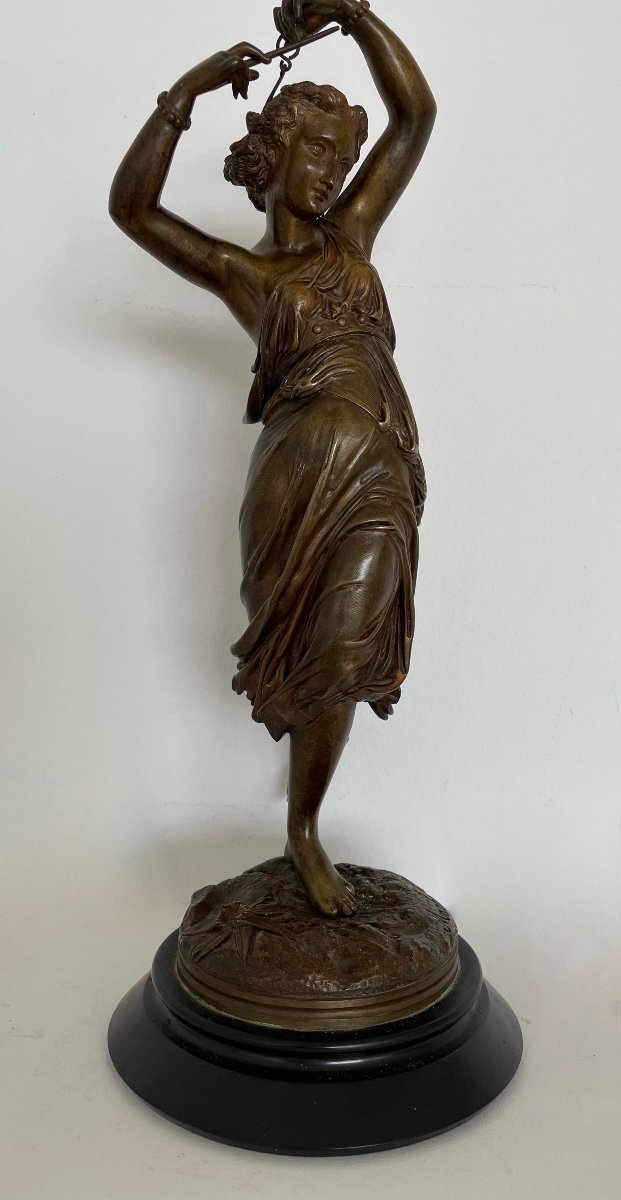 La Musicienne , Sculpture En Bronze Signée Machault-photo-5