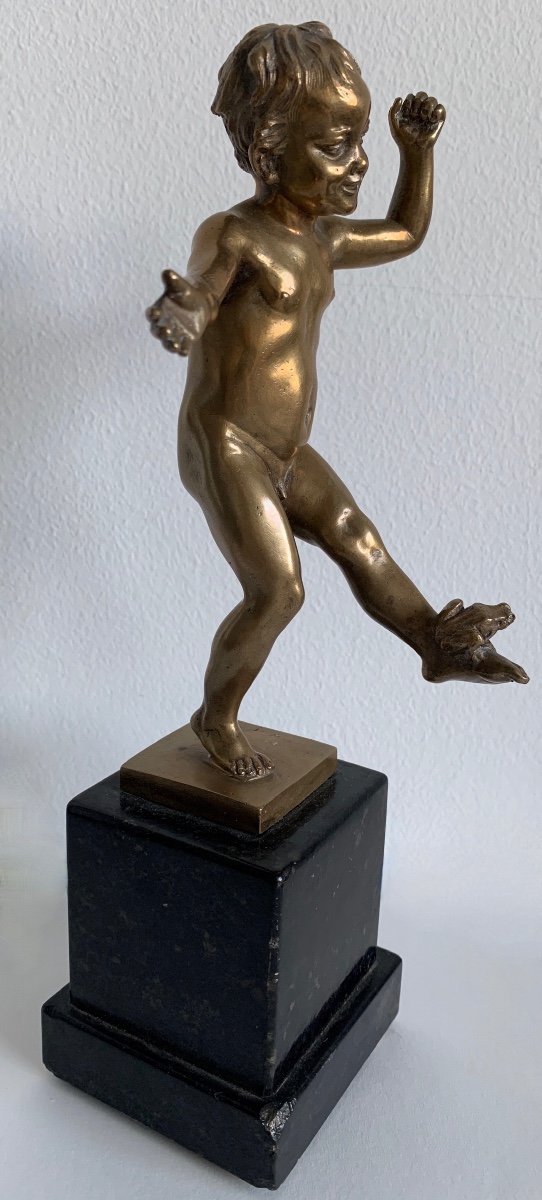 L Enfant Et La Grenouille , Sujet En Bronze-photo-2