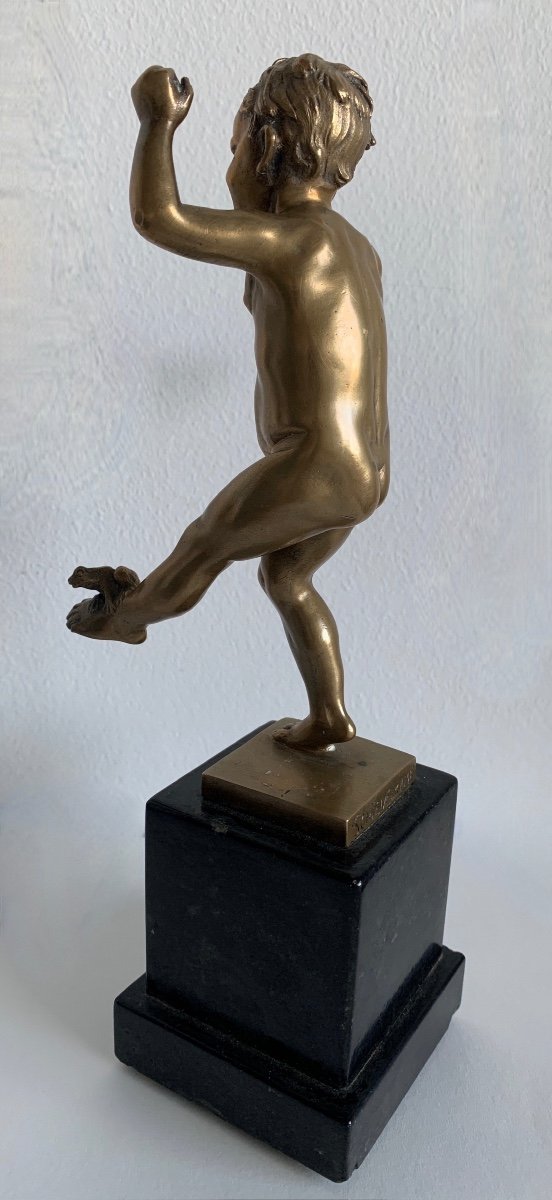 L Enfant Et La Grenouille , Sujet En Bronze-photo-2