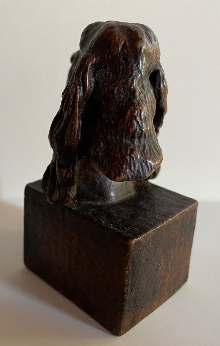 Small Bronze Subject Representing A Dog's Head-photo-1
