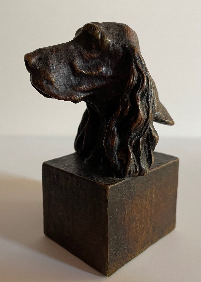Small Bronze Subject Representing A Dog's Head-photo-8