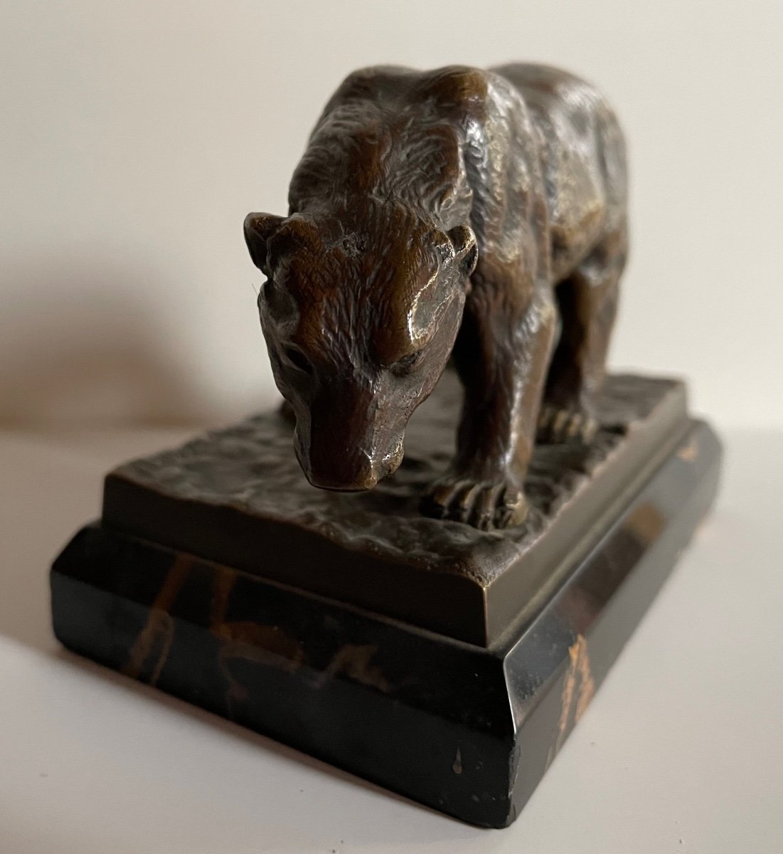L’ours ,  Sujet En Bronze Signé Bourcart-photo-2
