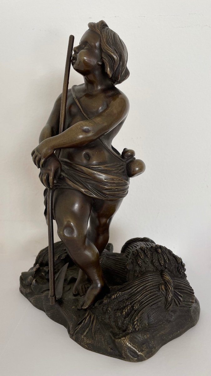 Sujet En Bronze Représentant Un Amour Faucheur -photo-2