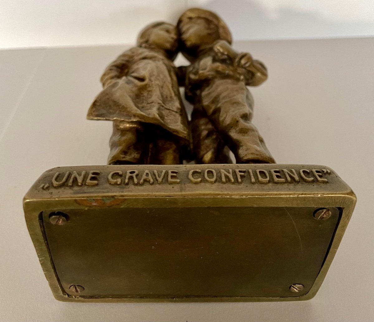 Une grave Confidence , Sujet En Bronze signé Wunsch-photo-3