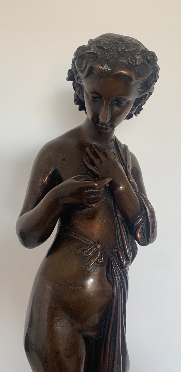 Bronze Sculpture Representing A Half-draped Woman-photo-7
