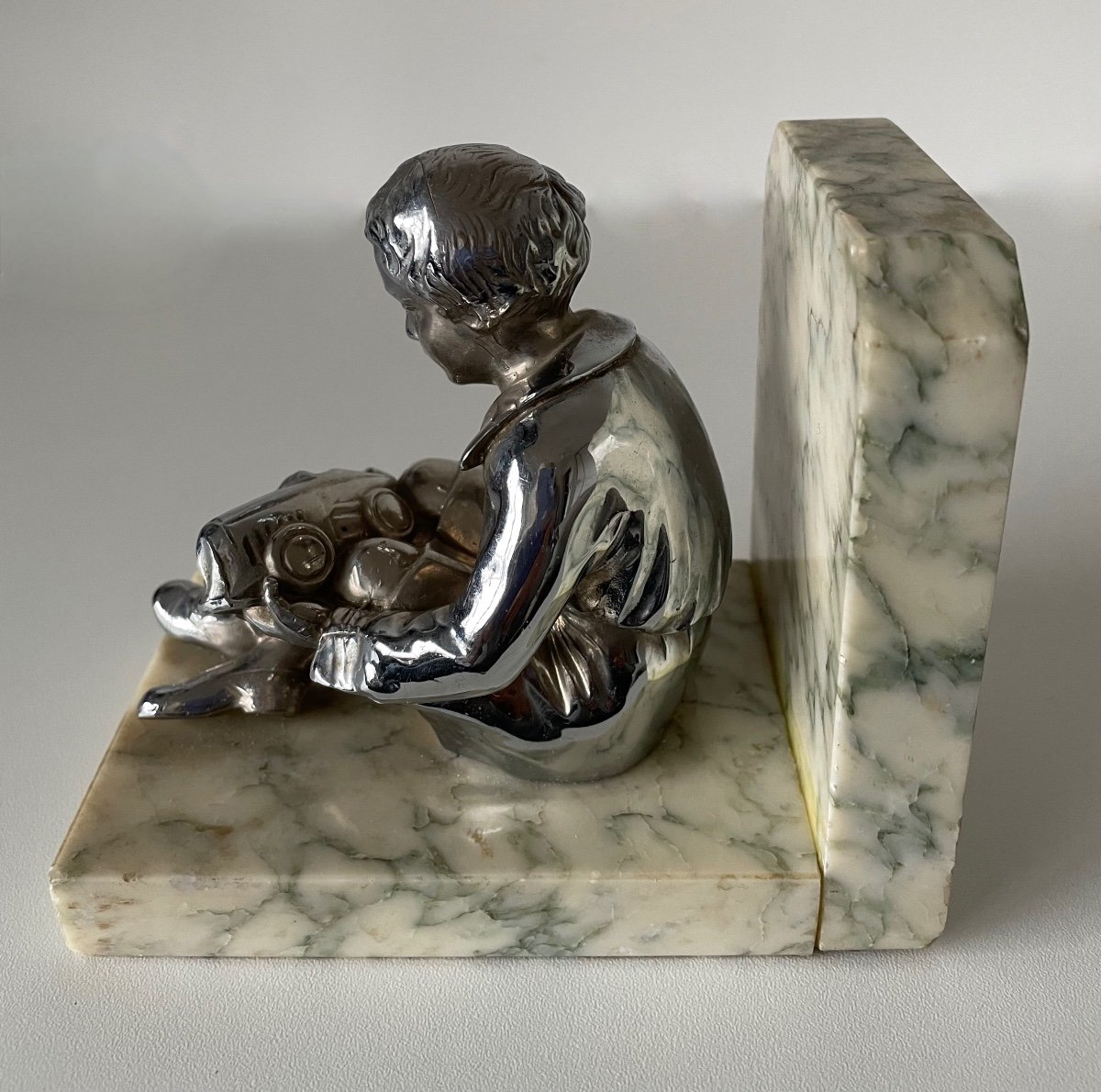 Pair Of Bookends Representing Children-photo-2