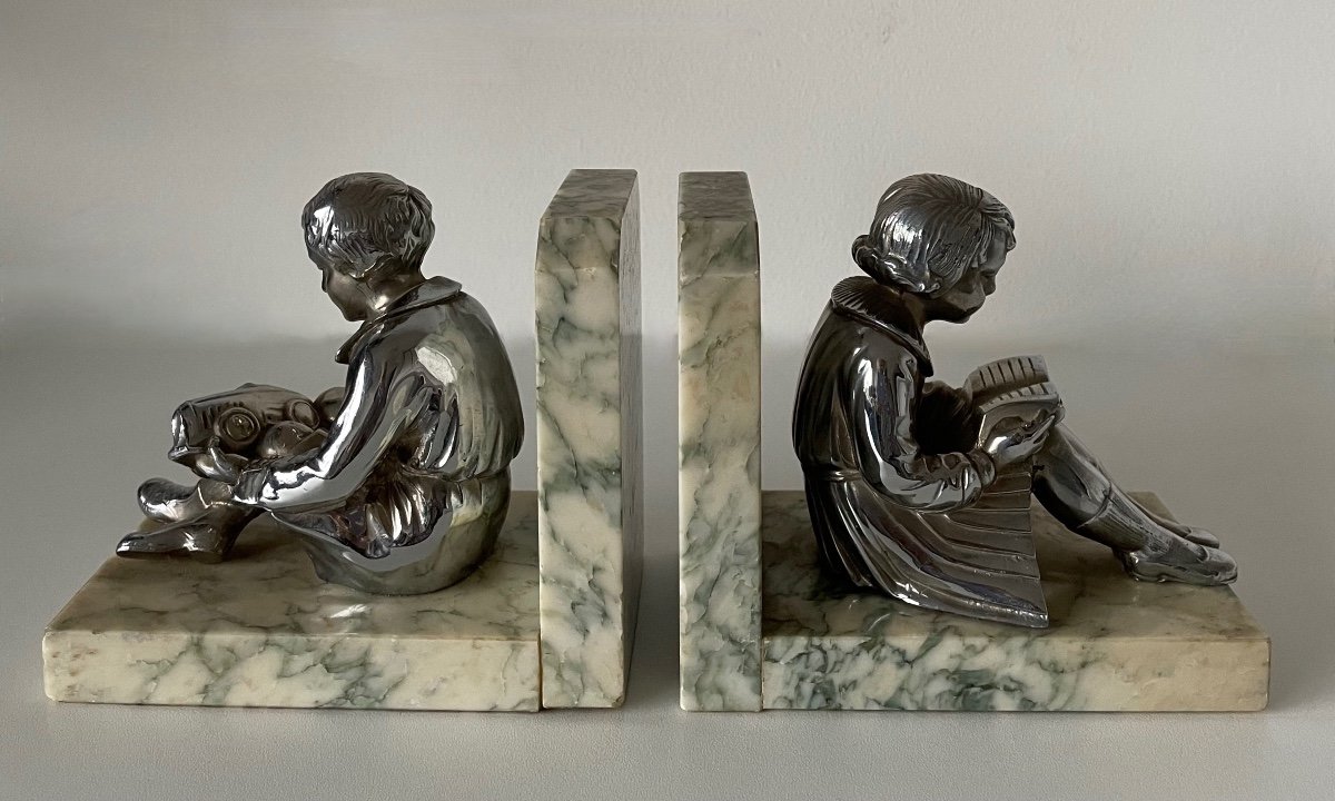 Pair Of Bookends Representing Children
