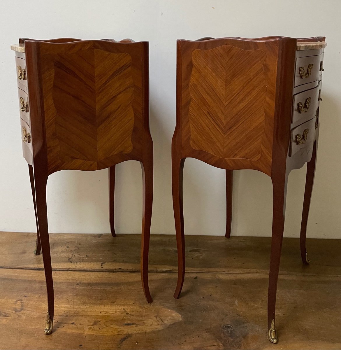 Paire De Chevets En Marqueterie-photo-3
