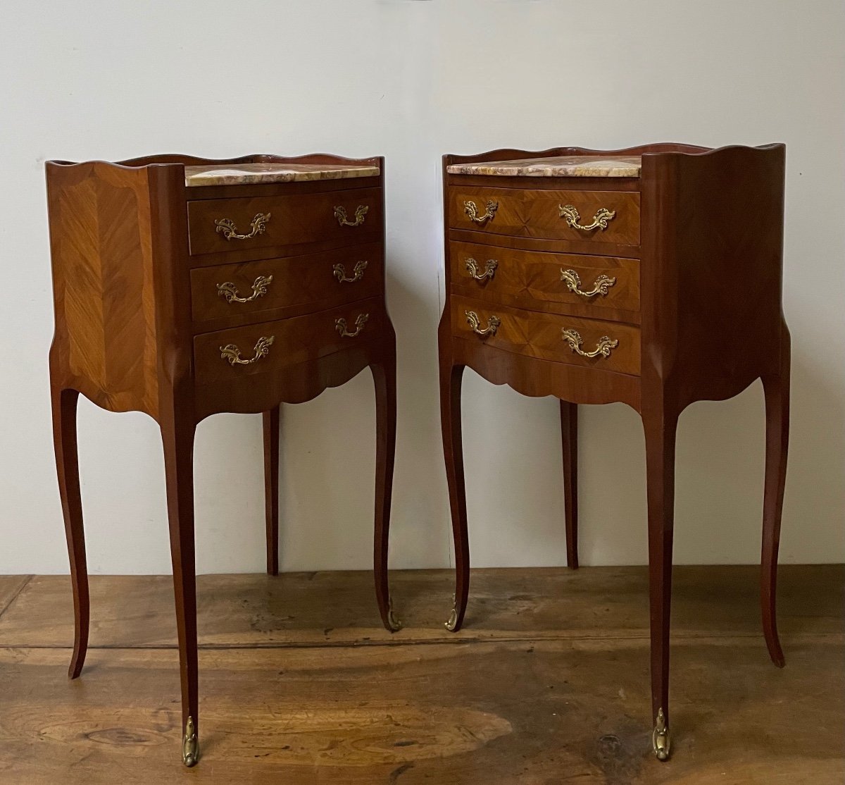 Paire De Chevets En Marqueterie-photo-2
