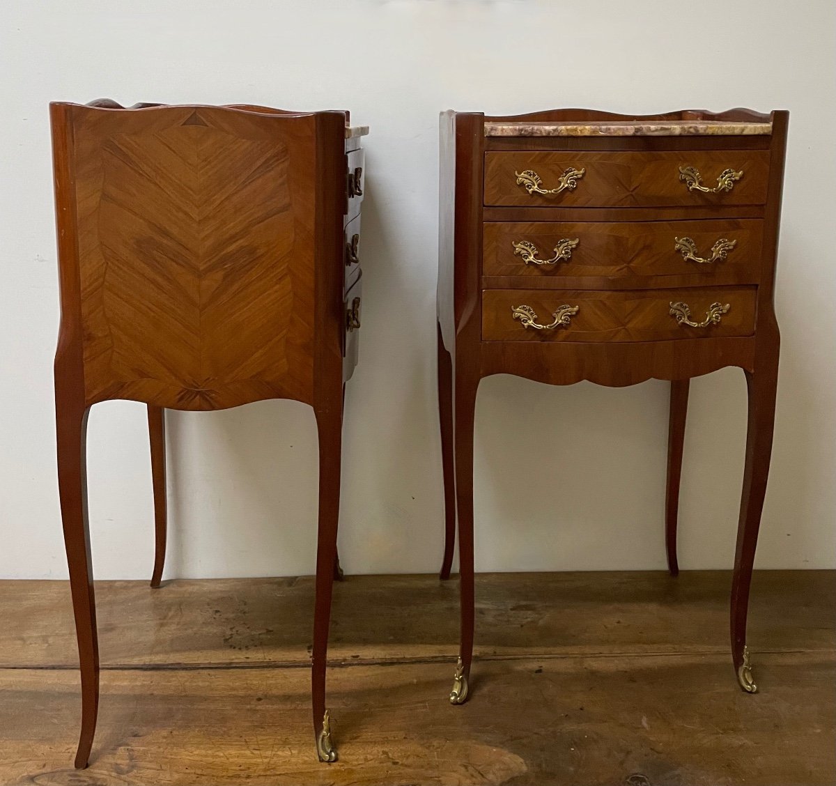 Paire De Chevets En Marqueterie-photo-5