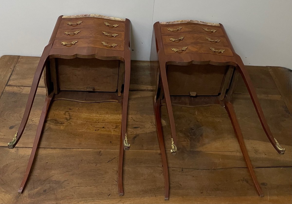 Paire De Chevets En Marqueterie-photo-8