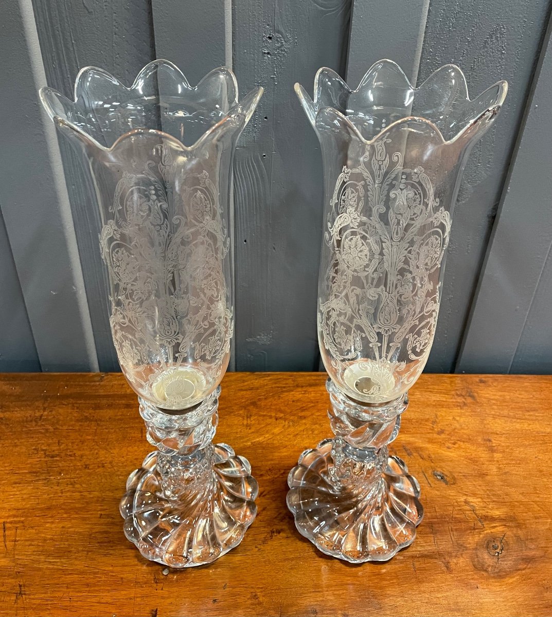 Paire De Photophores De La Maison Baccarat-photo-2