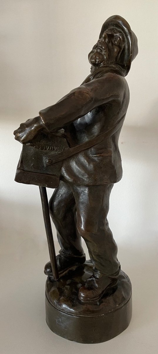 The Organist And His Barrel Organ, Bronze Sculpture-photo-2