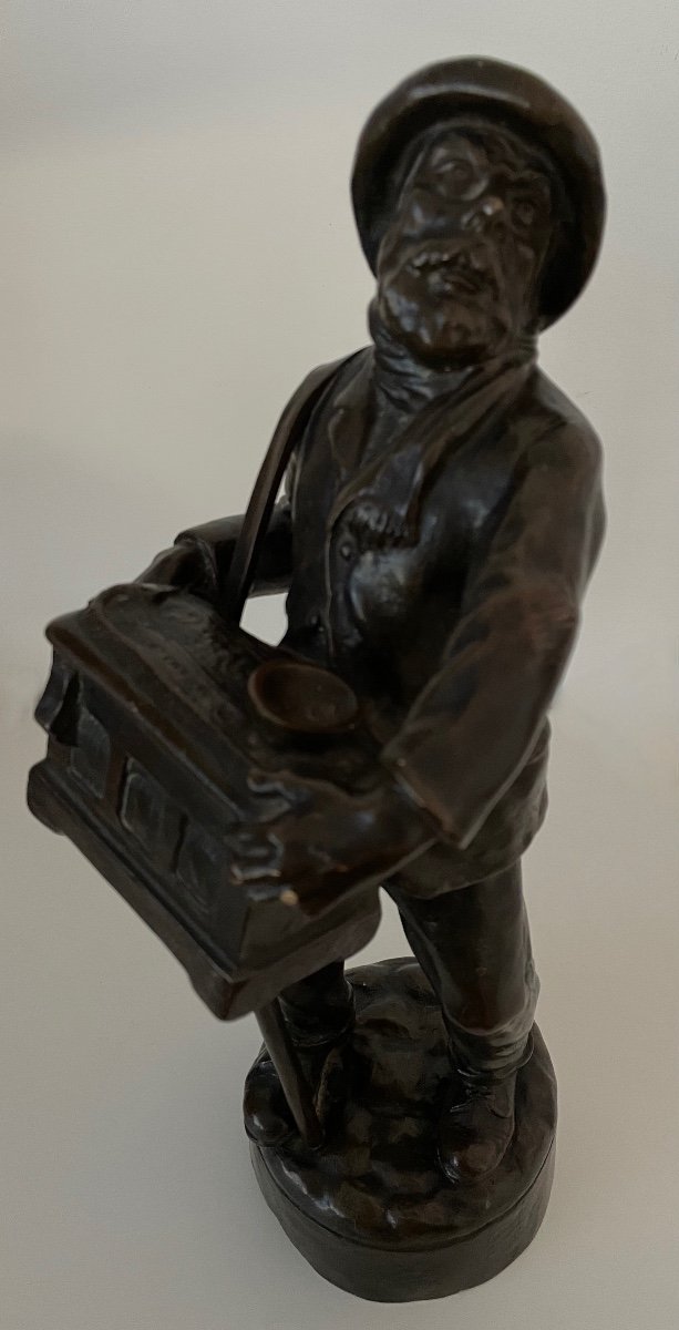 The Organist And His Barrel Organ, Bronze Sculpture-photo-7