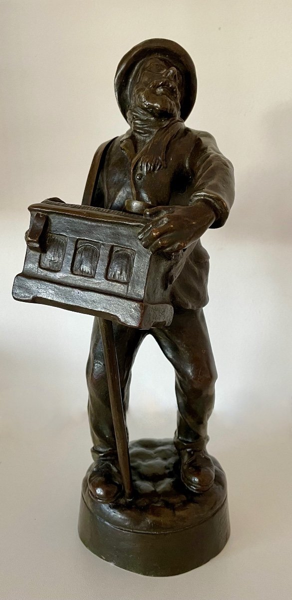 The Organist And His Barrel Organ, Bronze Sculpture