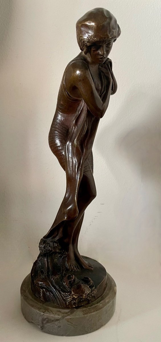 The Young Woman And The Crab, Bronze Sculpture