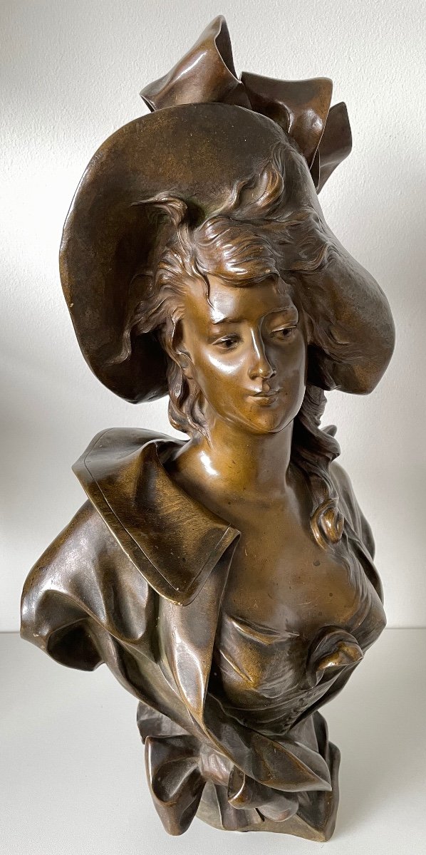 Woman With Hat, Bronze Signed Georges Coudray-photo-7