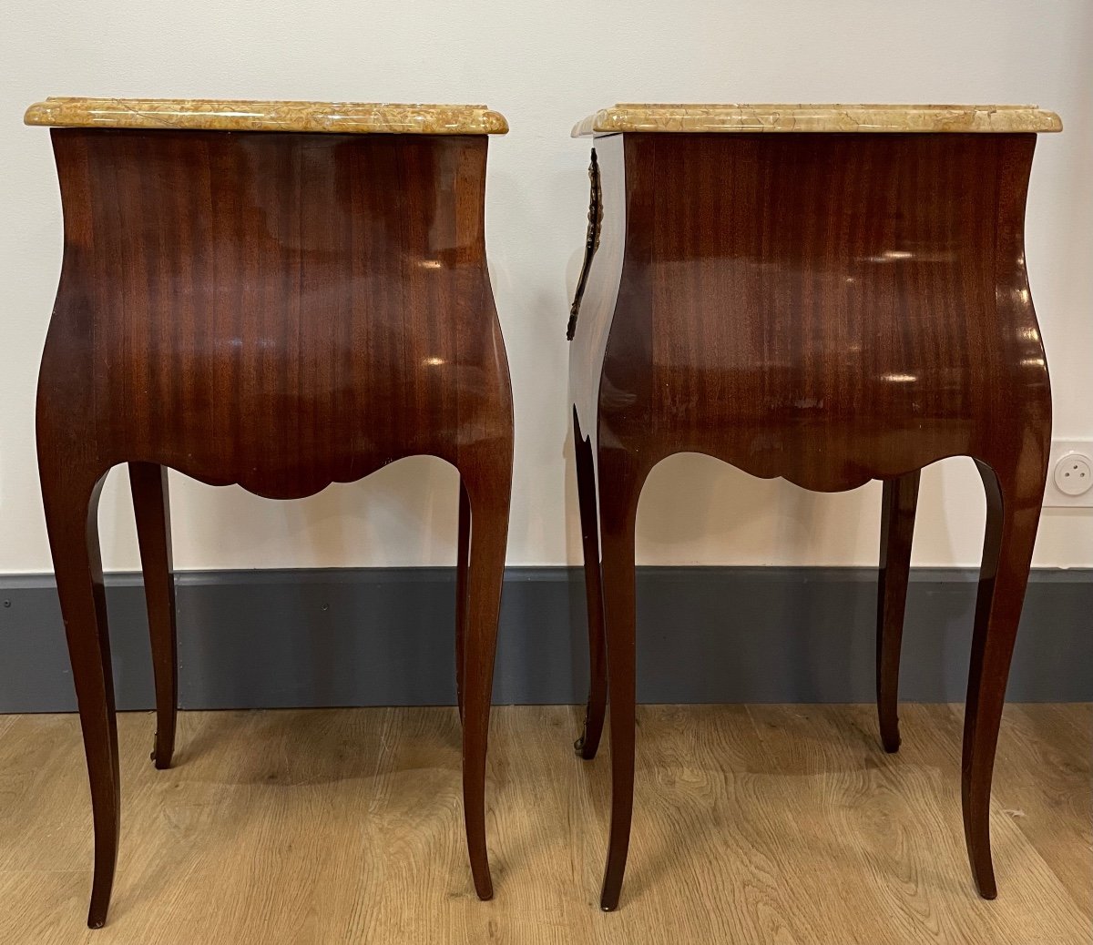 Pair Of Louis XV Style Marquetry Bedside Tables-photo-4