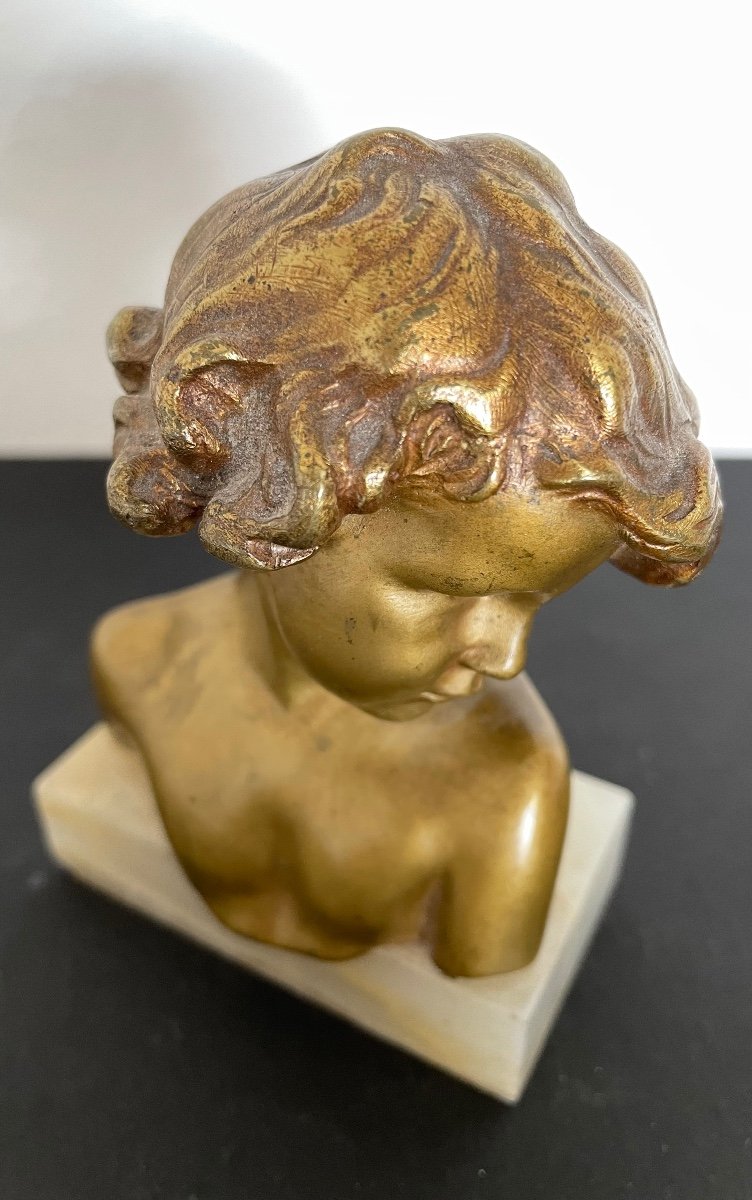 Bronze Subject Representing A Child's Head-photo-6