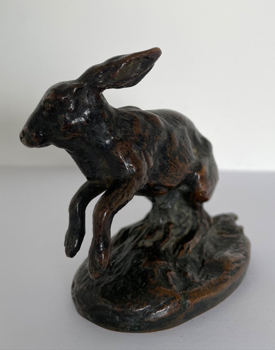 Bronze Subject Representing A Hare Signed Vidal L Aveugle-photo-1