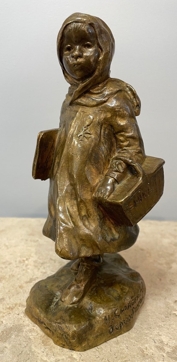 Petite écolière Lorraine , sujet en bronze-photo-1