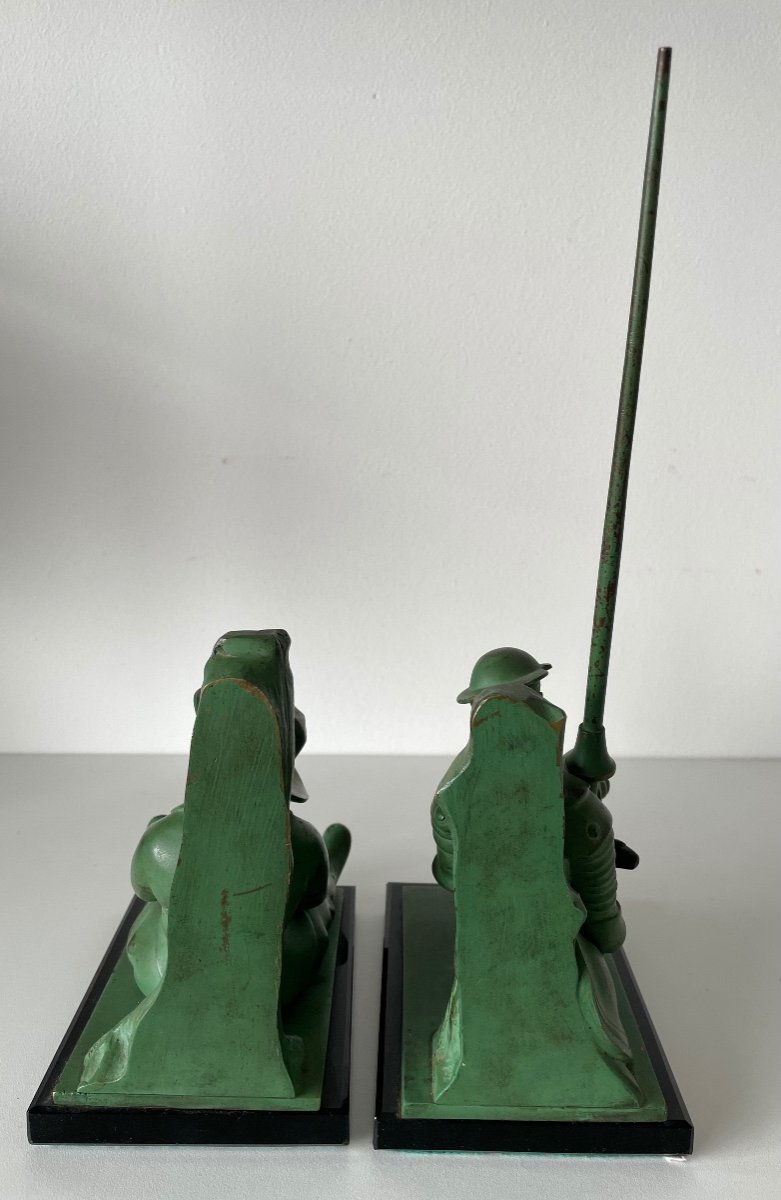 Don Quichotte Et Sancho Pancha , Serre Livres En Bronze-photo-4