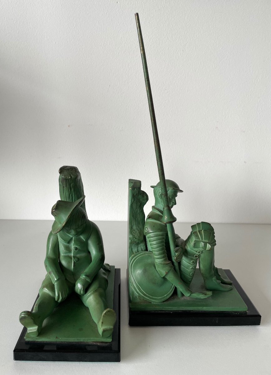 Don Quichotte Et Sancho Pancha , Serre Livres En Bronze-photo-2
