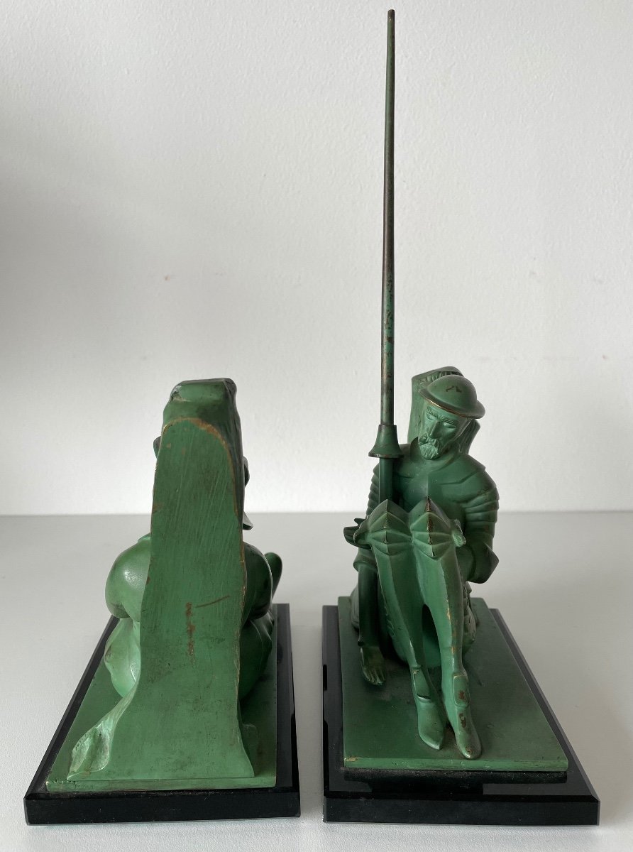 Don Quichotte Et Sancho Pancha , Serre Livres En Bronze-photo-6