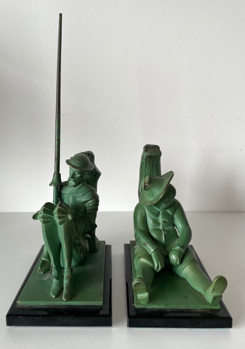 Don Quichotte Et Sancho Pancha , Serre Livres En Bronze