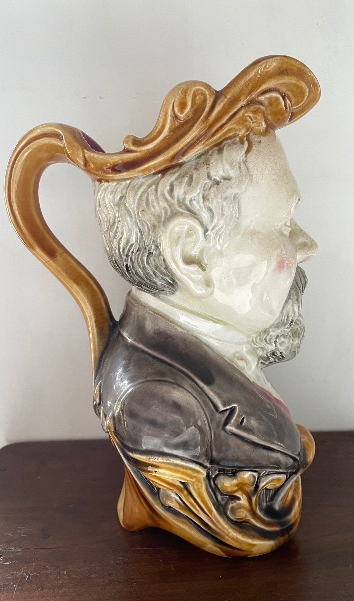 Barbotine Pitcher Representing Raymond Poincaré-photo-1
