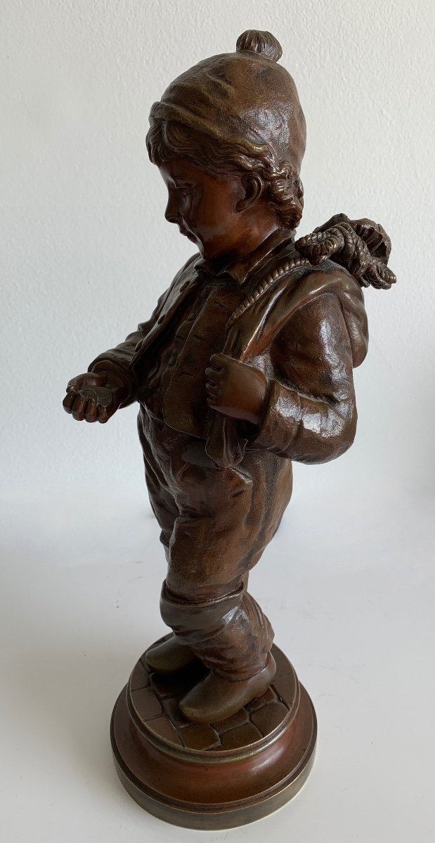 Bronze Sculpture Representing A Little Chimney Sweep-photo-3