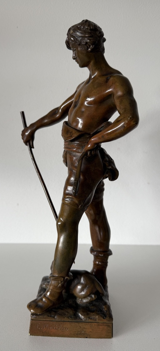 Belluaire à la panthère , sculpture en bronze-photo-3