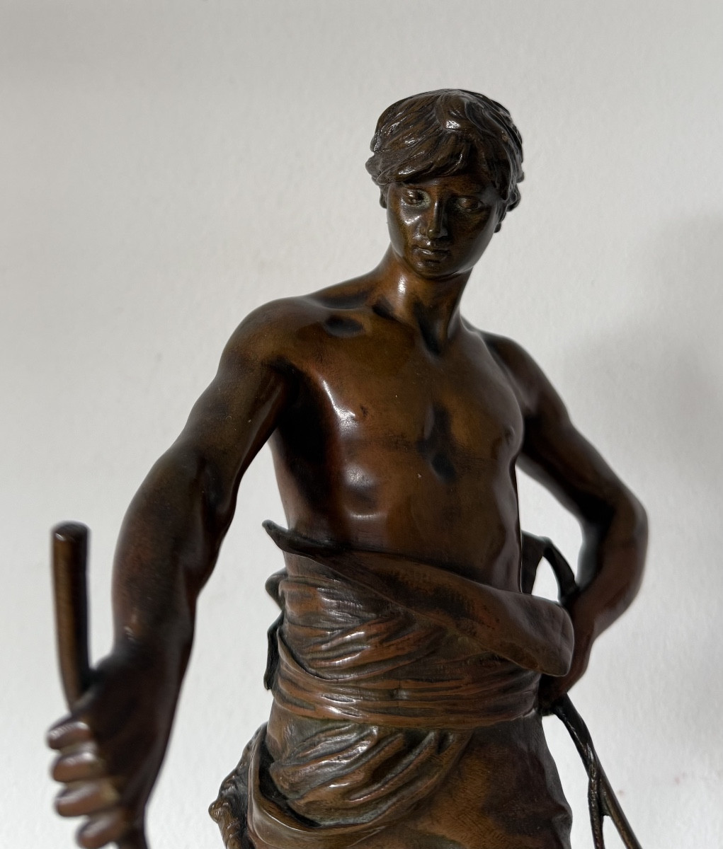 Belluaire à la panthère , sculpture en bronze-photo-5