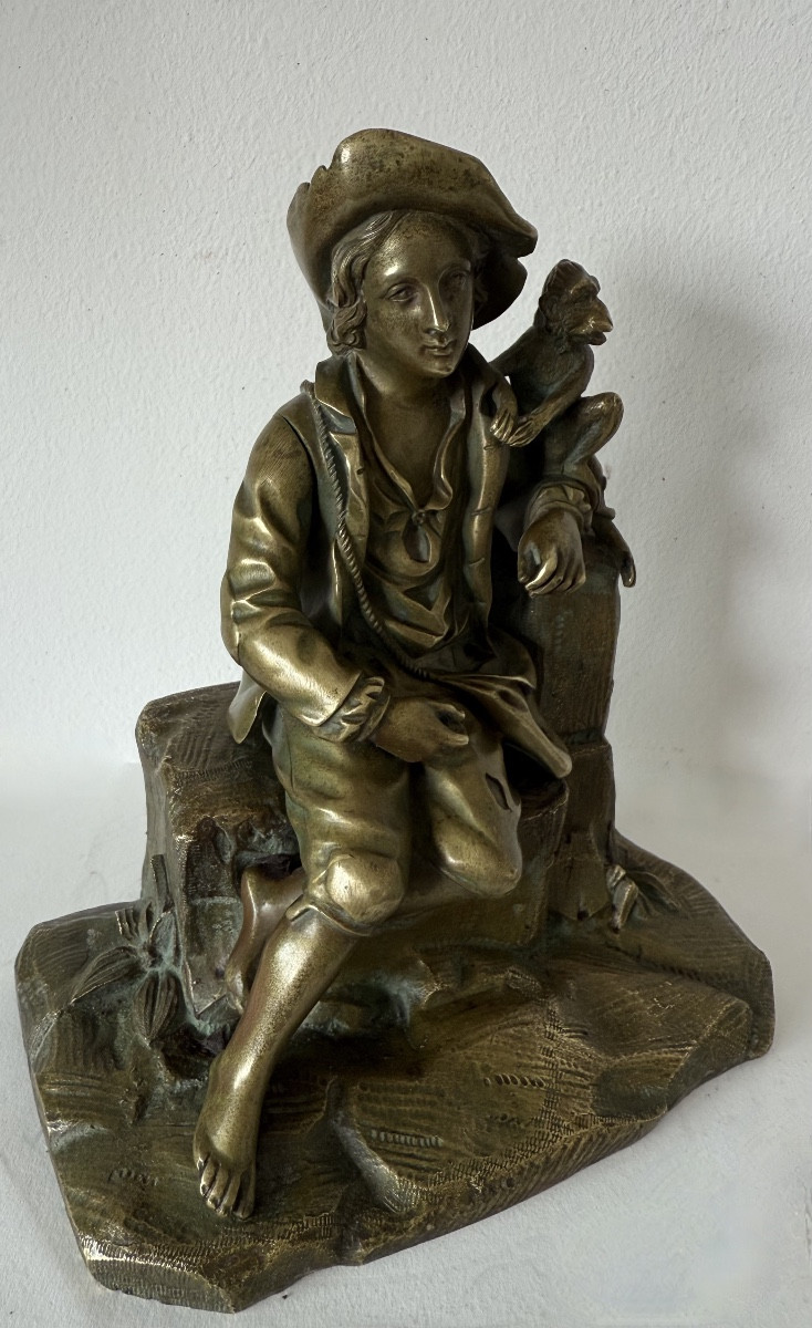 The Young Acrobat And His Monkey, Bronze Subject-photo-4