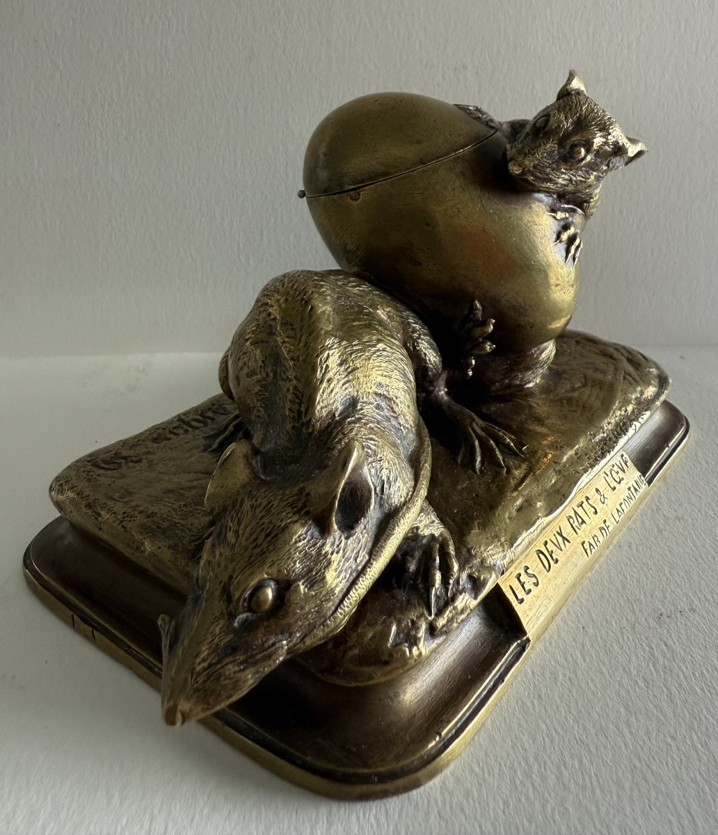 Les deux rats et l oeuf , sujet en bronze -photo-2