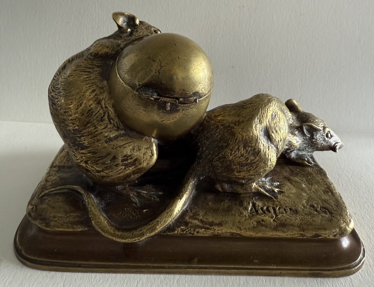 Les deux rats et l oeuf , sujet en bronze -photo-5