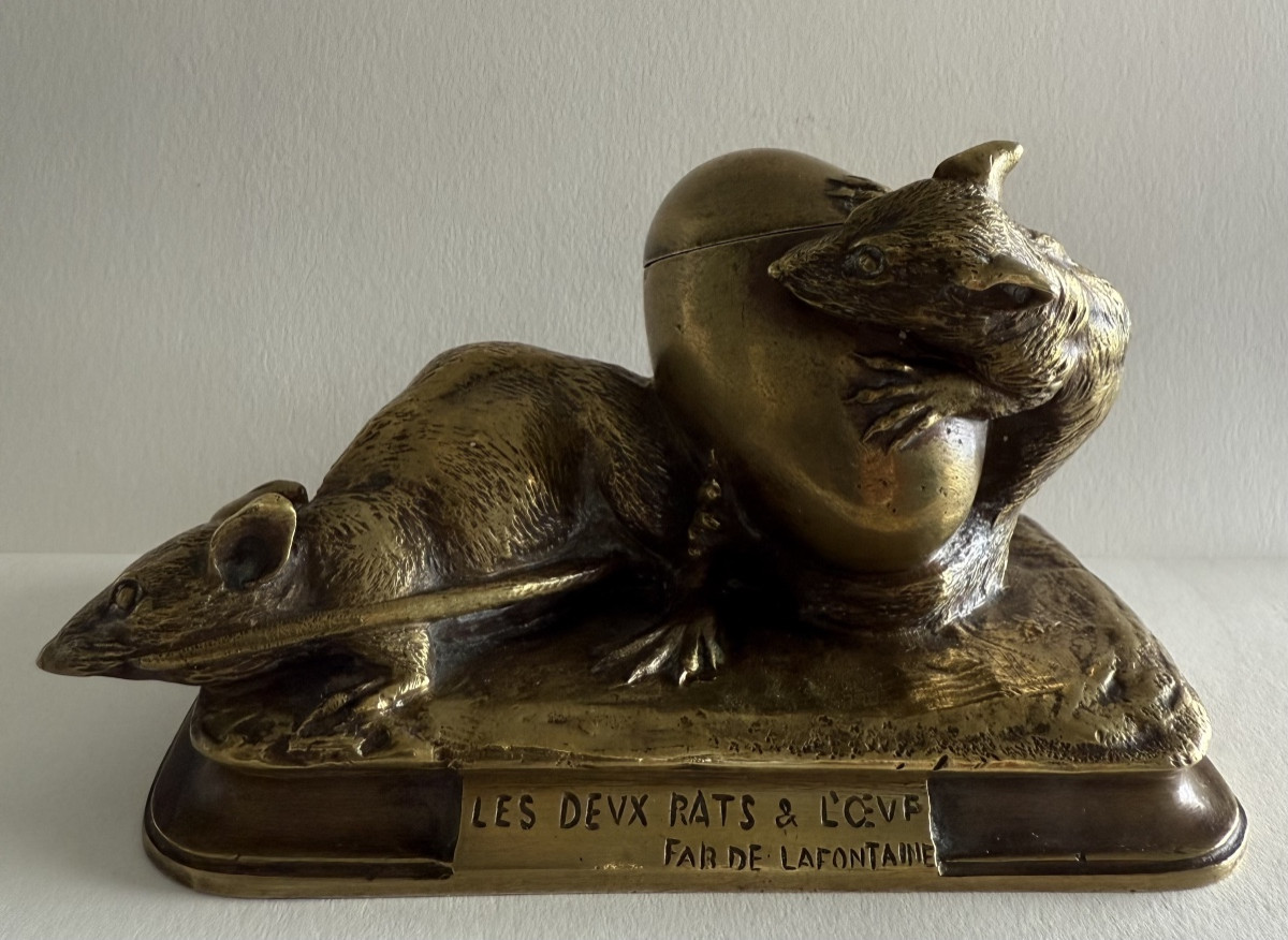 Les deux rats et l oeuf , sujet en bronze -photo-7