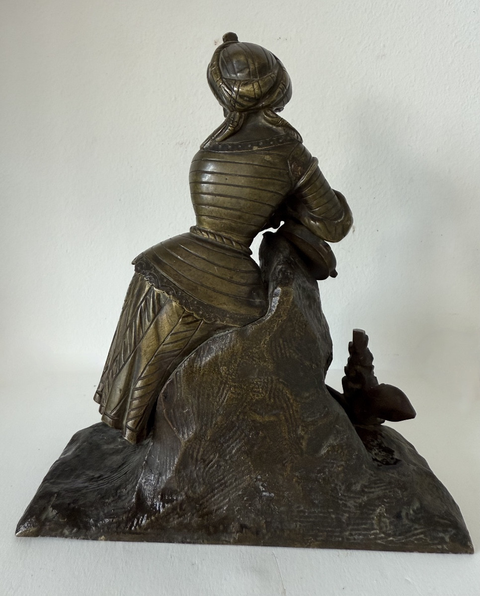 Jeune fille au tambourin , sujet en bronze-photo-4
