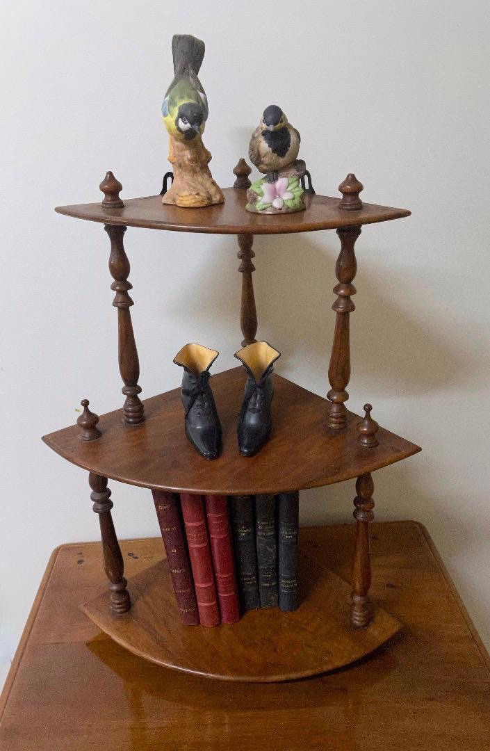 Small Walnut Corner Wall Shelf
