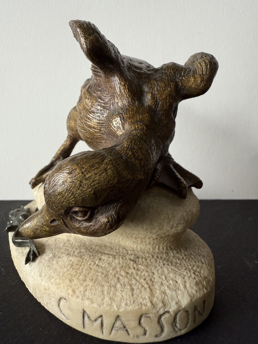 Le canard et la grenouille , sujet en bronze-photo-2